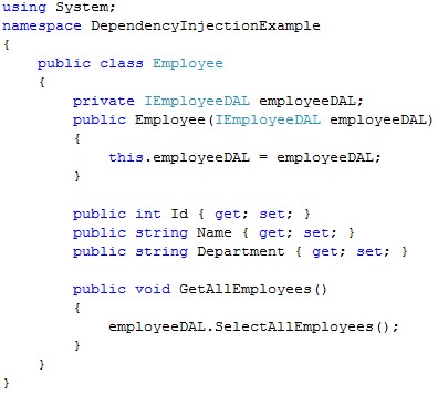 Dependency Injection with an example 2 Dependency1