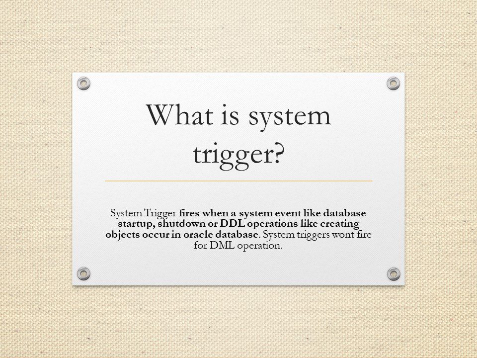 System Trigger PL/SQL