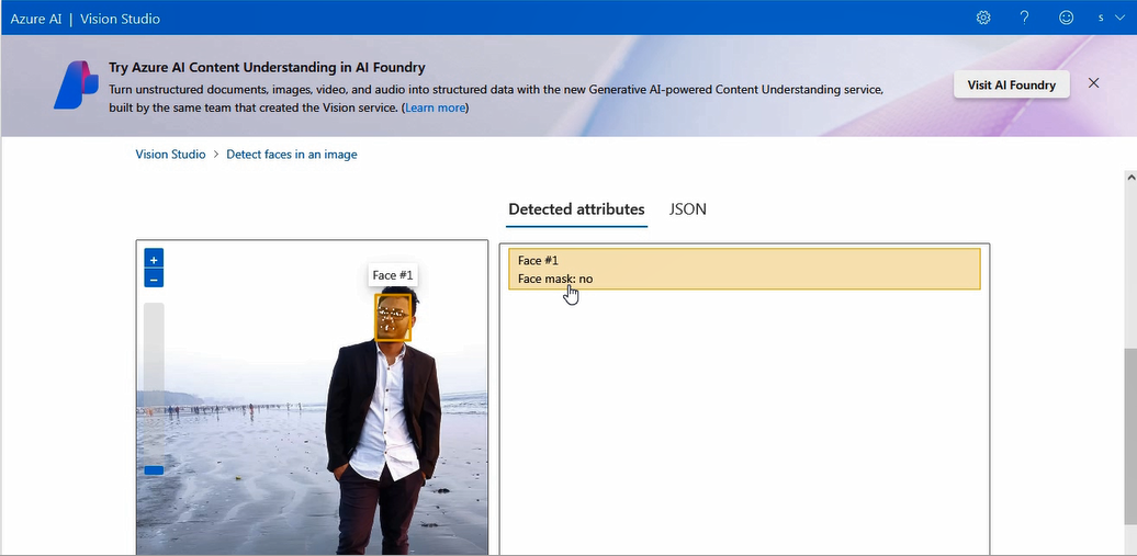 Detect faces in Azure with Vision Studio 10 9