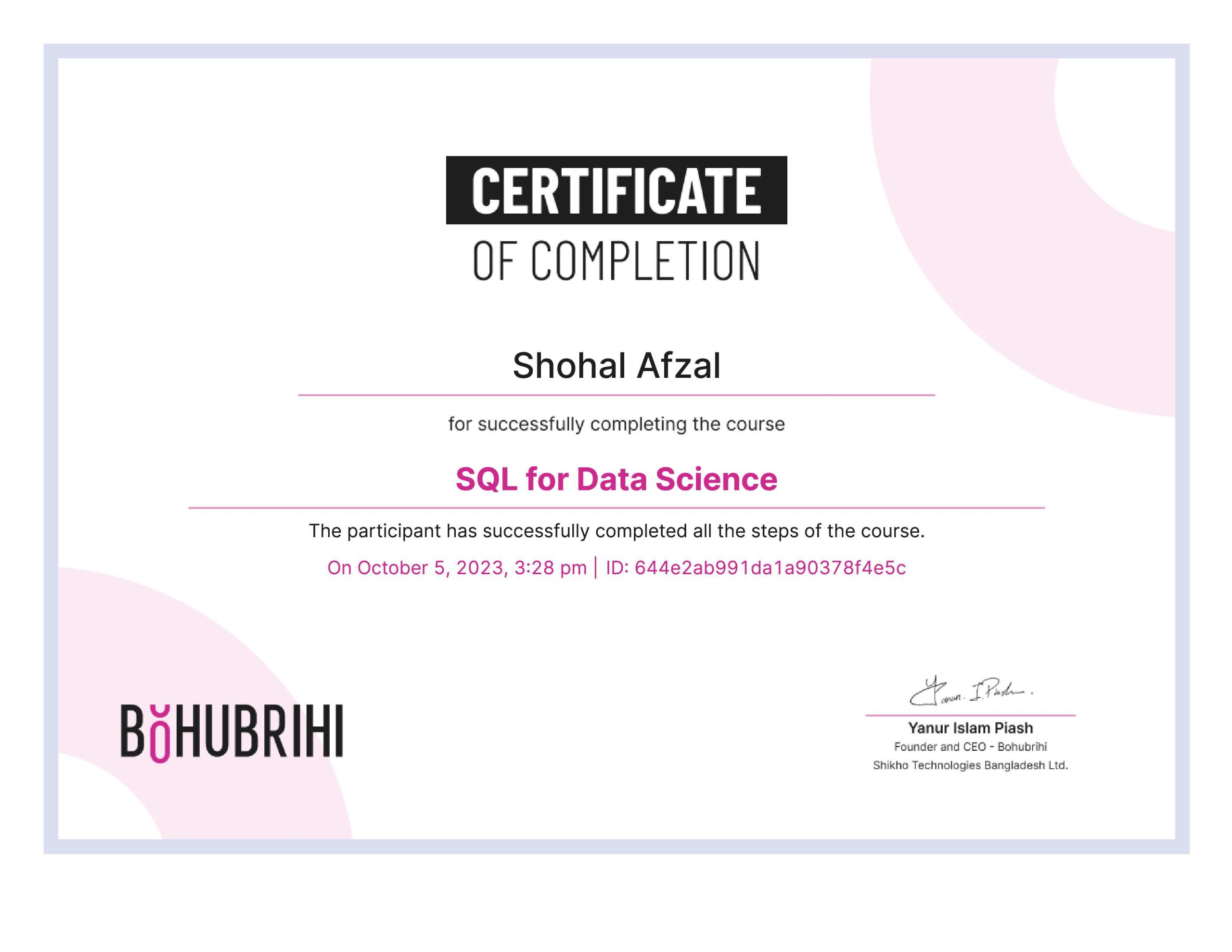 Portfolio ~Md Shohal Afzal 14 SQL for Data Science scaled